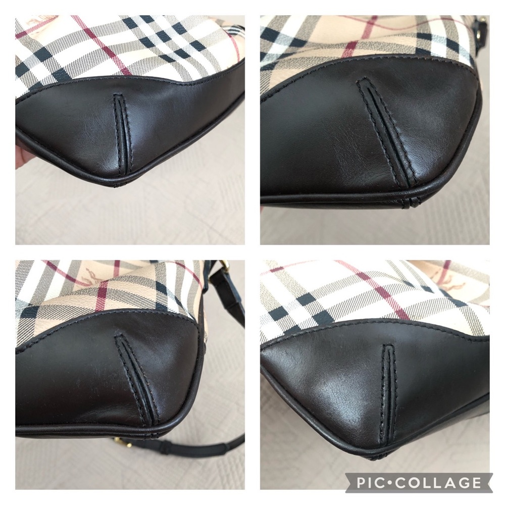 Auth Burberry Check and brown leather crossbody bag - Picture 14 of 17